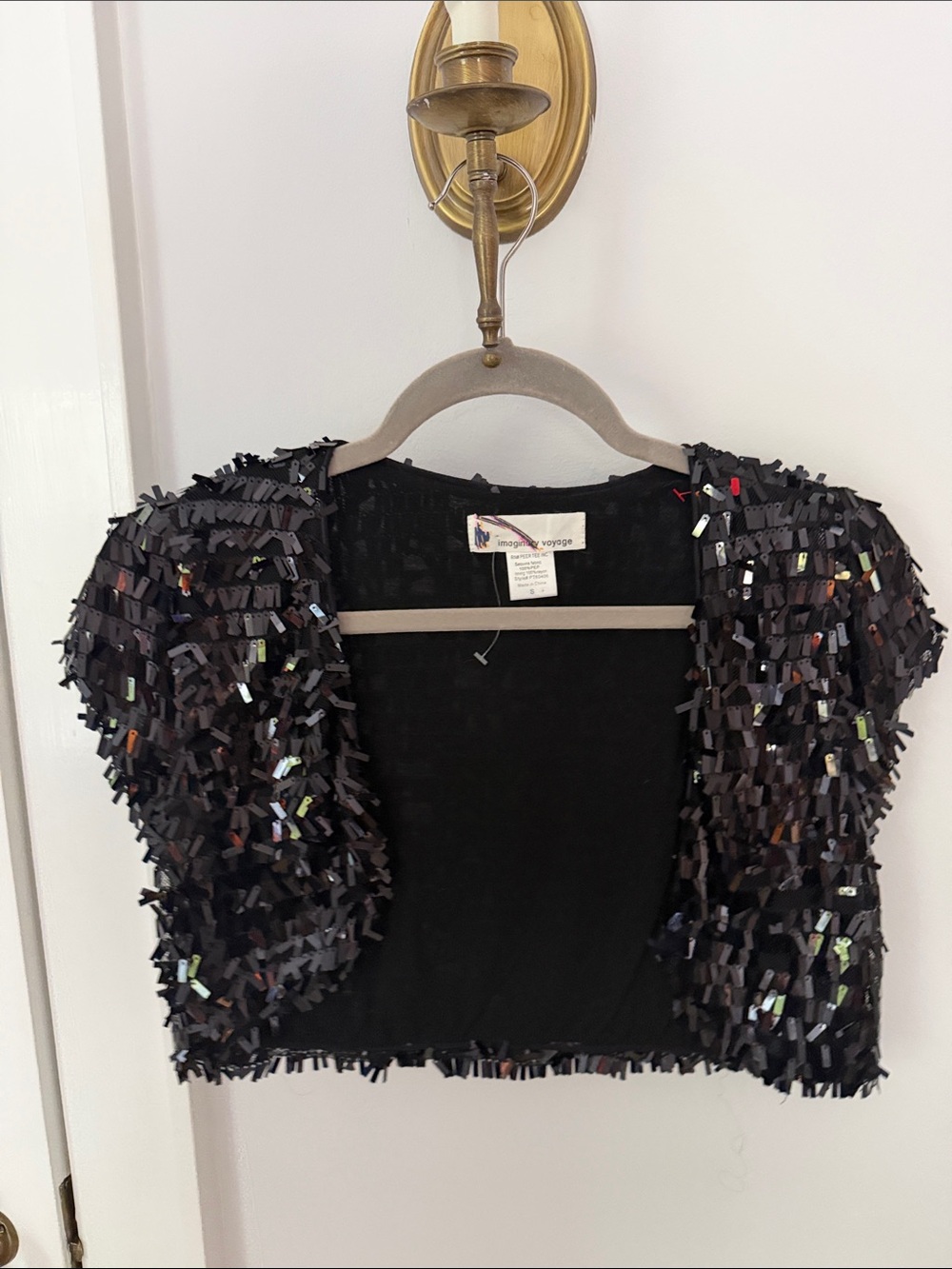 Sequin Cropped Bolero Jacket - Black